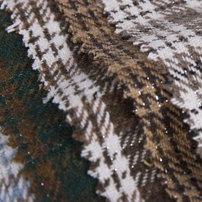 Fémes kockás többszínű kockás vegyiszálas tweed szövet kabátokhoz 2133