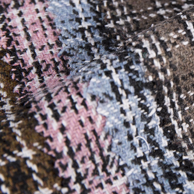 Black Lines Check kockás Tweed Fabric 2134