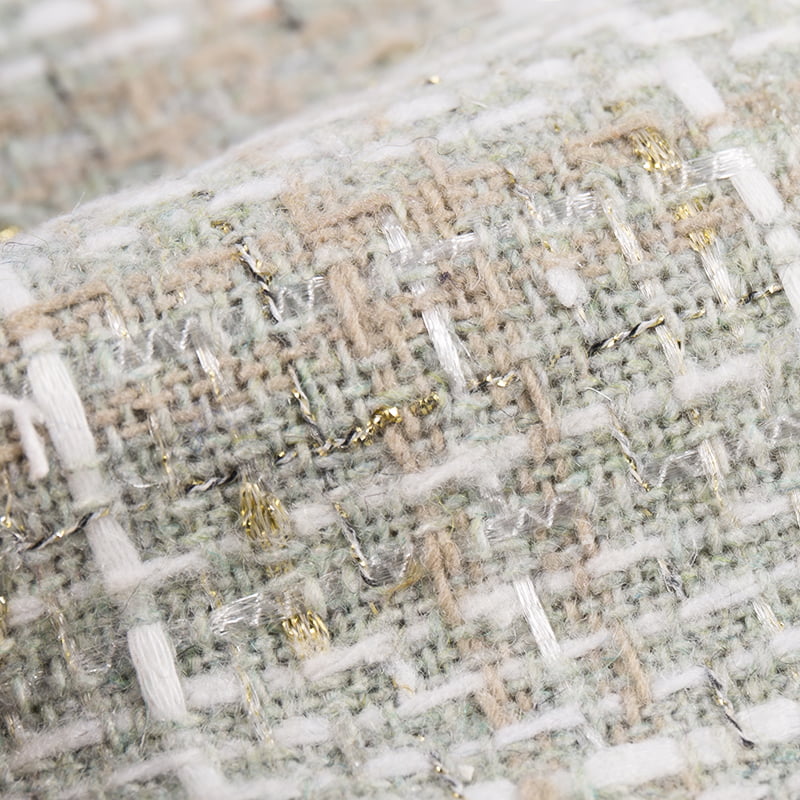 Chanel Check metál arany ezüst tweed szövet kabátokhoz 3219