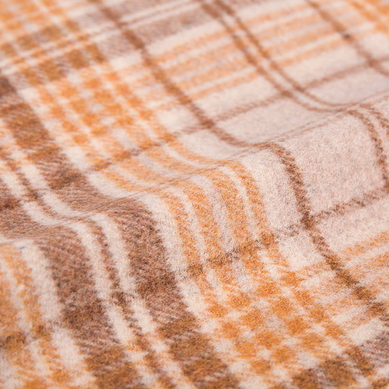 Dupla arcú vastag houndstooth kockás barna sárga gyapjú szövet ZZH24017