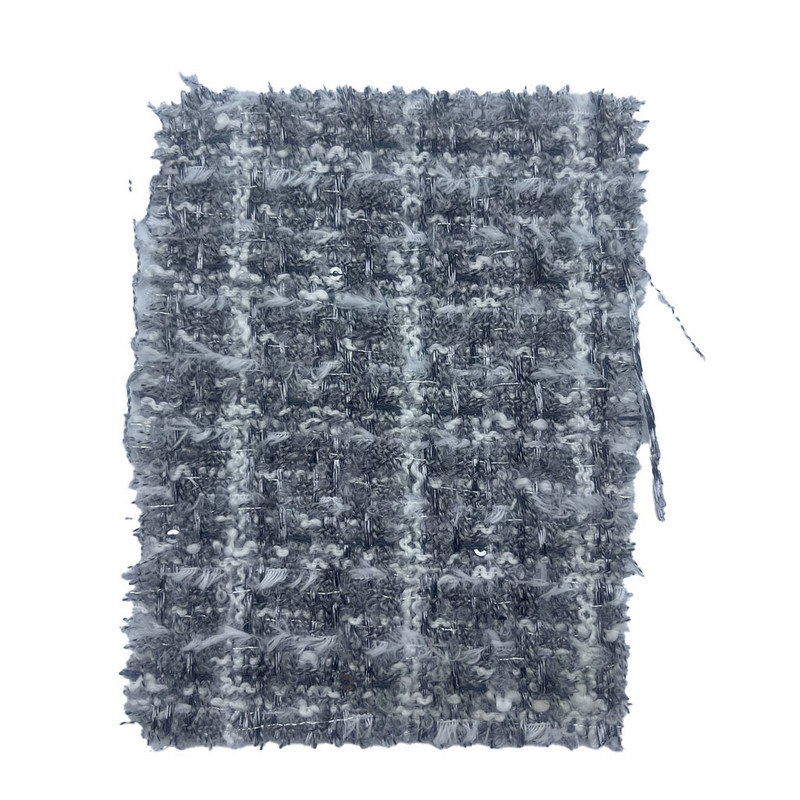 Finom textúrájú szürke kockás dombornyomott tweed szövetek női ruhákhoz 23503