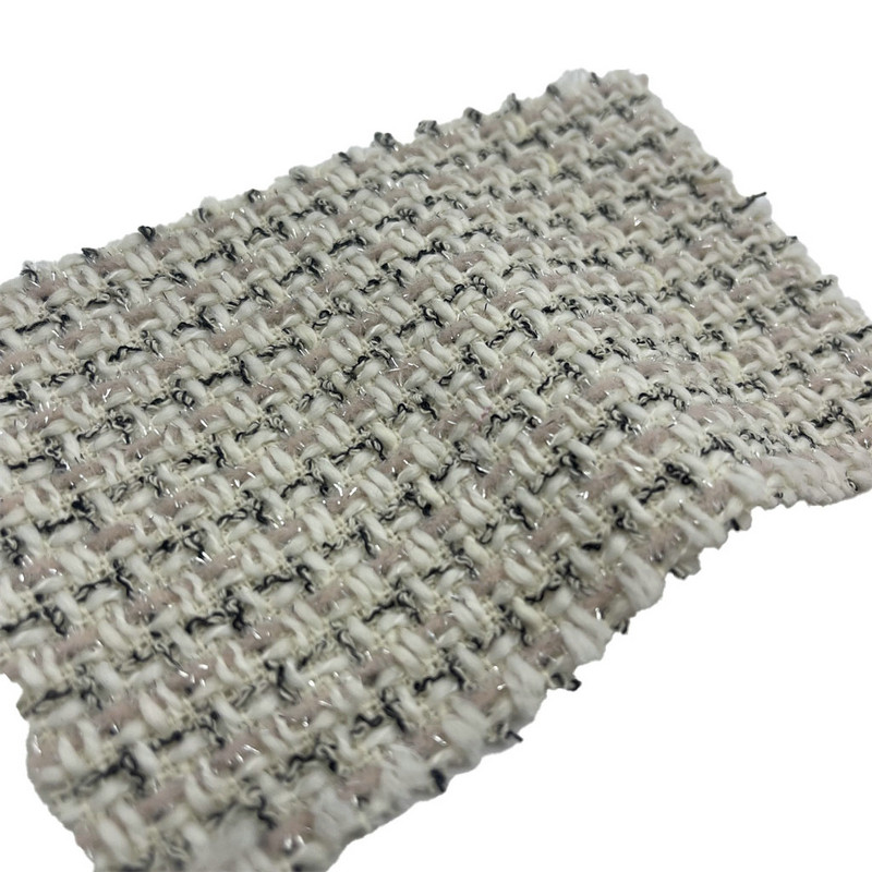 Világos rózsaszín csekk metál Tweed divatszövetek 23523-as ruhához