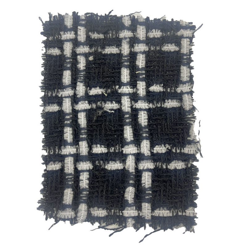 Időtlen fekete gyapjú kockás szőtt tweed szövetek ruházathoz 23545