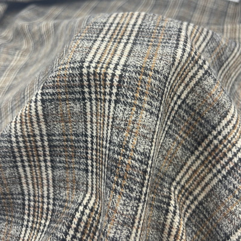 Kockás Houndstooth Check barna fémes szövött szövetek öltönyhöz 250515