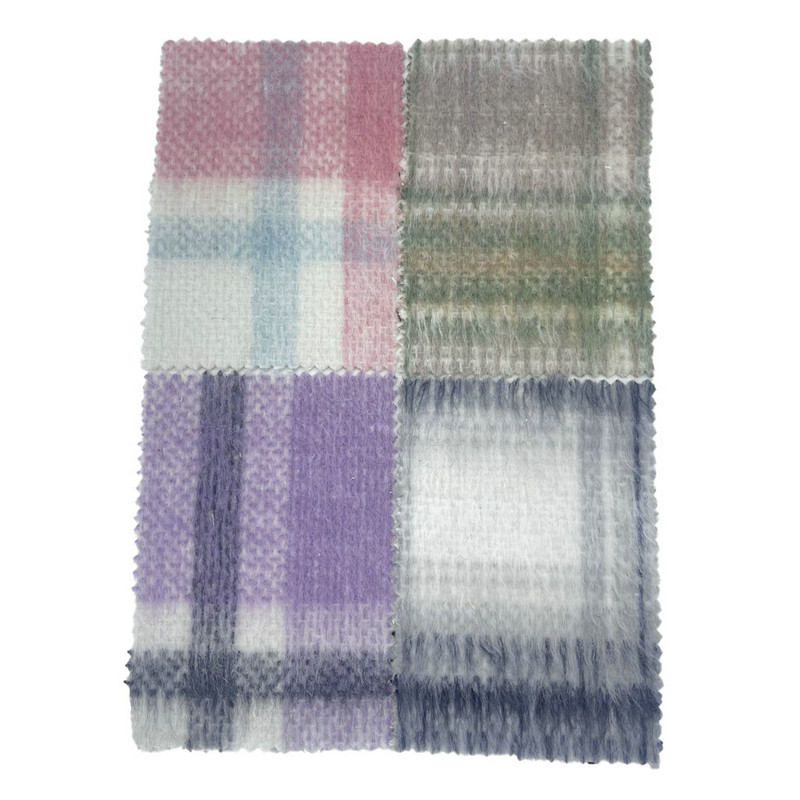 Hosszú hajú lila plédek vastag jacquard szövetek kabátokhoz 3940